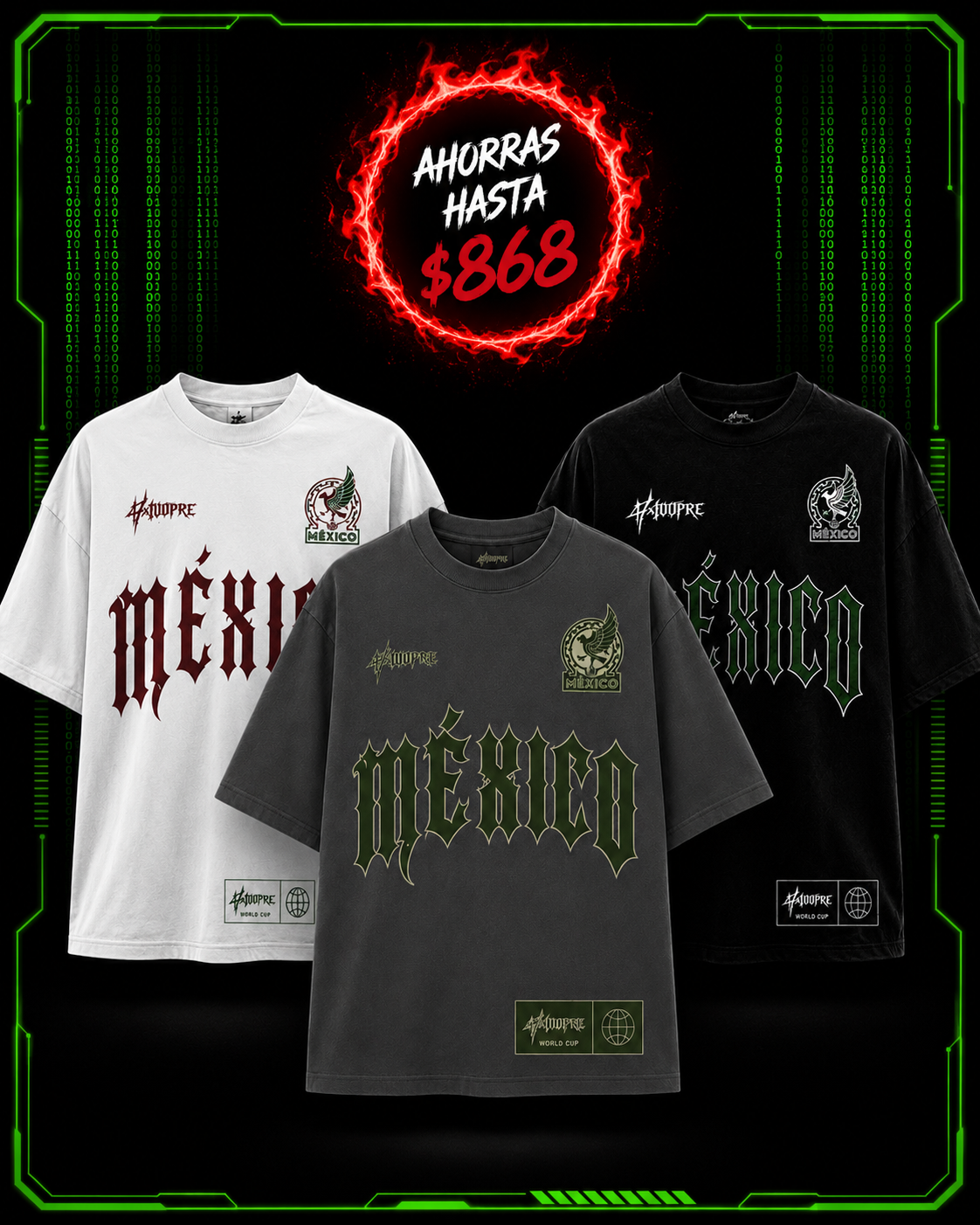 TRIPACK MX 47X · 3 OVERS MÉXICO (BLACK + VERDE + WHITE)